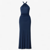 Women's Dress : Isabel | Dames Elegante Lange Jurk in Blauw Navy van Pantino