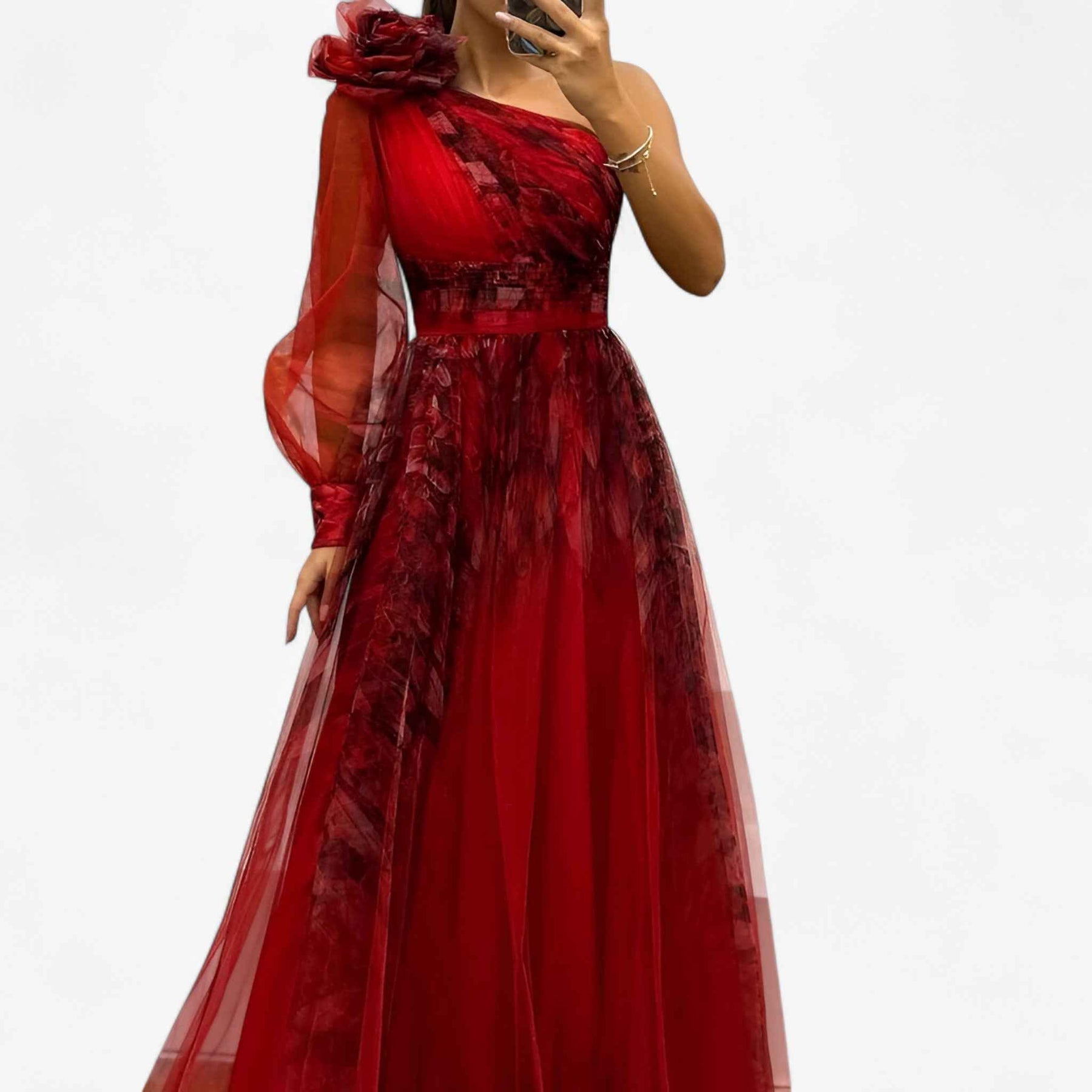 Jurken : Alma | Dames Elegante Lange Maxi Jurk in Rood van Pantino