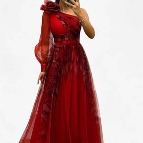 Jurken : Alma | Dames Elegante Lange Maxi Jurk in Rood van Pantino