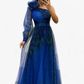 Jurken : Alma | Dames Elegante Lange Maxi Jurk in Blauw van Pantino