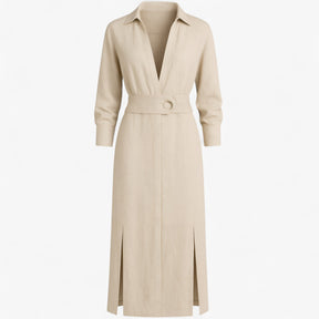 Women's Dress : Maggie | Dames Elegante Lange Maxi Jurk voor Zomer in Beige van Pantino