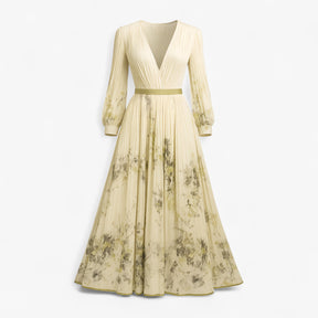 Women's Dress : Amanda | Dames Elegante Lange Zomerjurk Maxi Jurk in Geel van Pantino