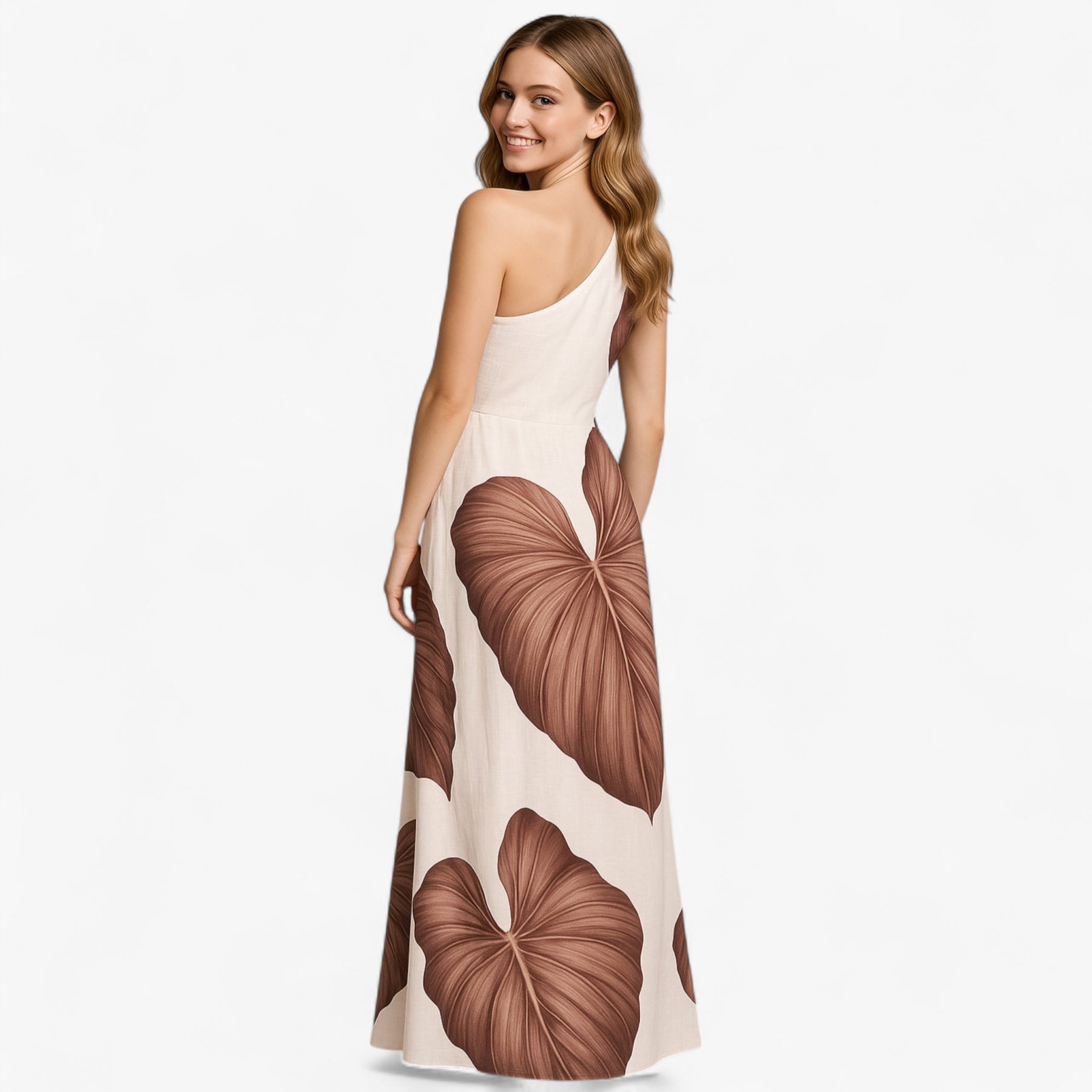 Women's Dress : Katie | Dames Elegante Lange Zomerjurk met Palmprint in van Pantino