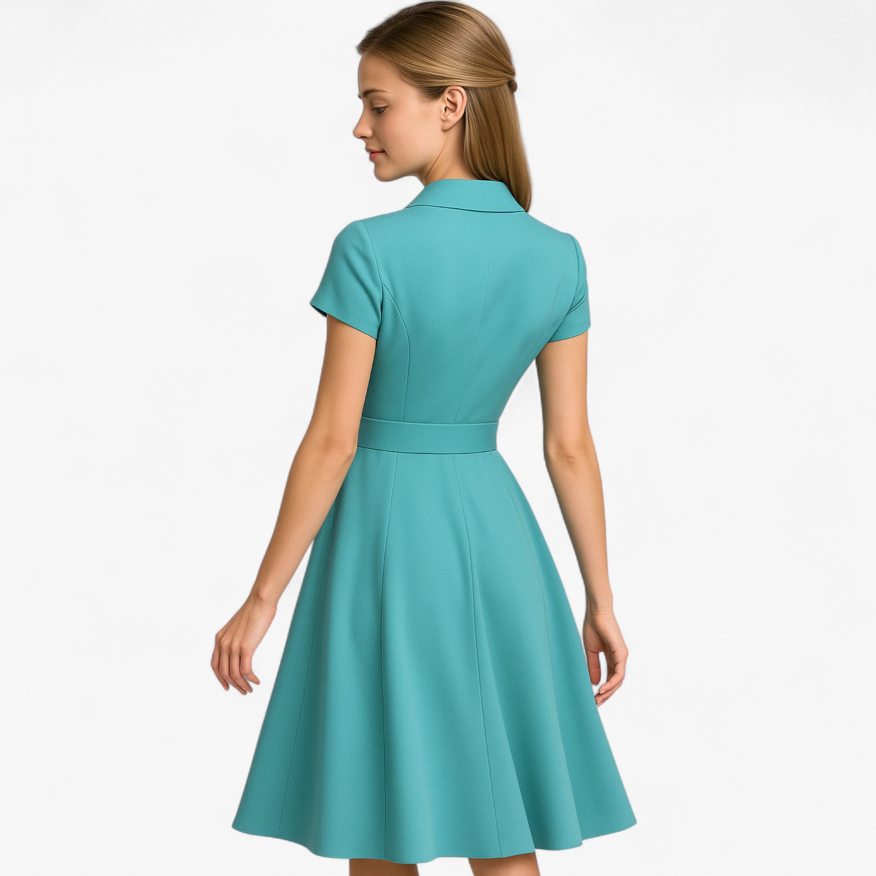 Women's Dress : Kiera | Dames Elegante Midi Jurk met Cintuur in van Pantino