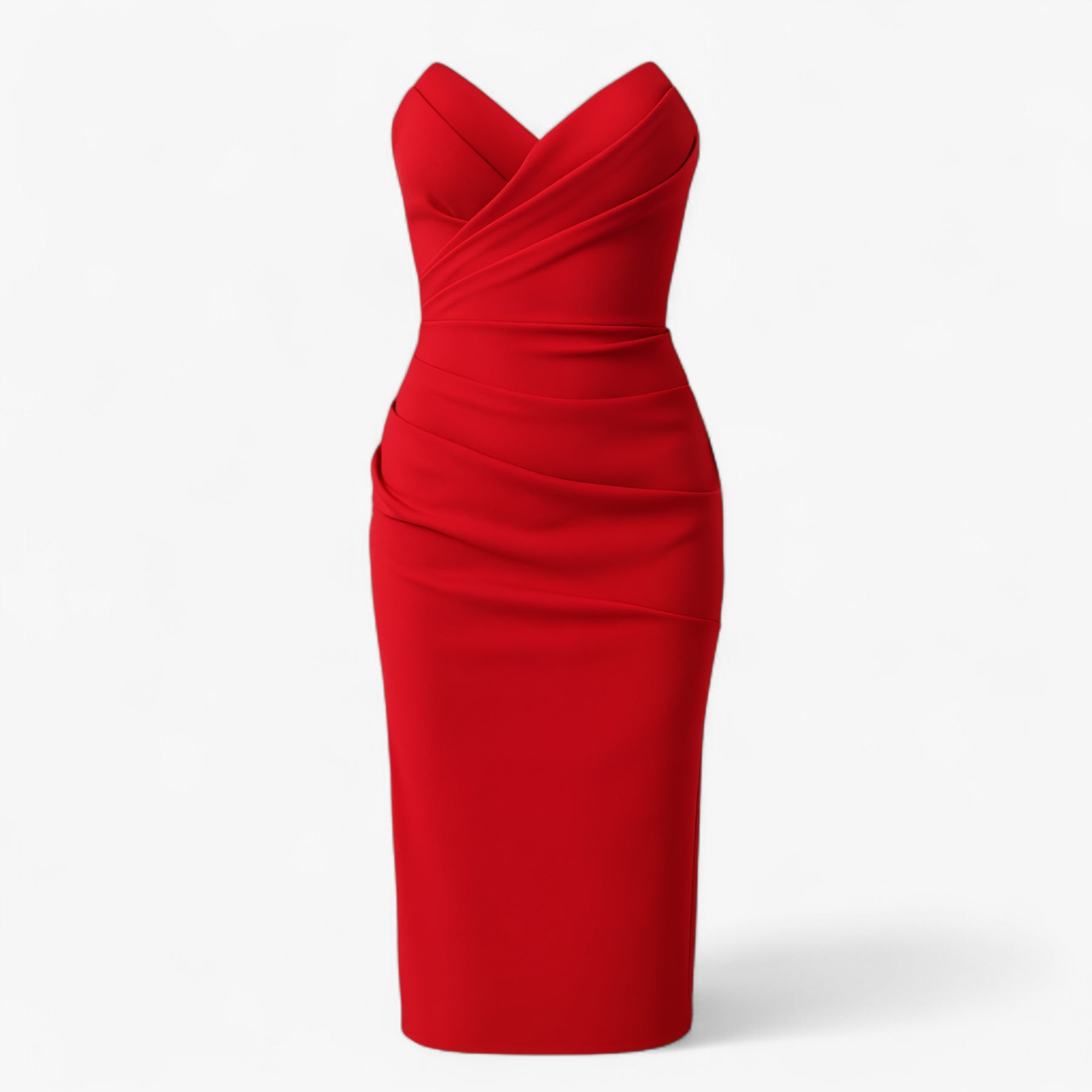 Women's Dress : Emilia | Dames Elegante Midi Jurk met Spleet in Rood van Pantino