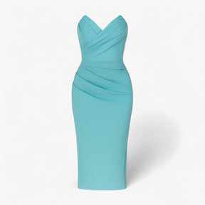 Women's Dress : Emilia | Dames Elegante Midi Jurk met Spleet in Groen van Pantino