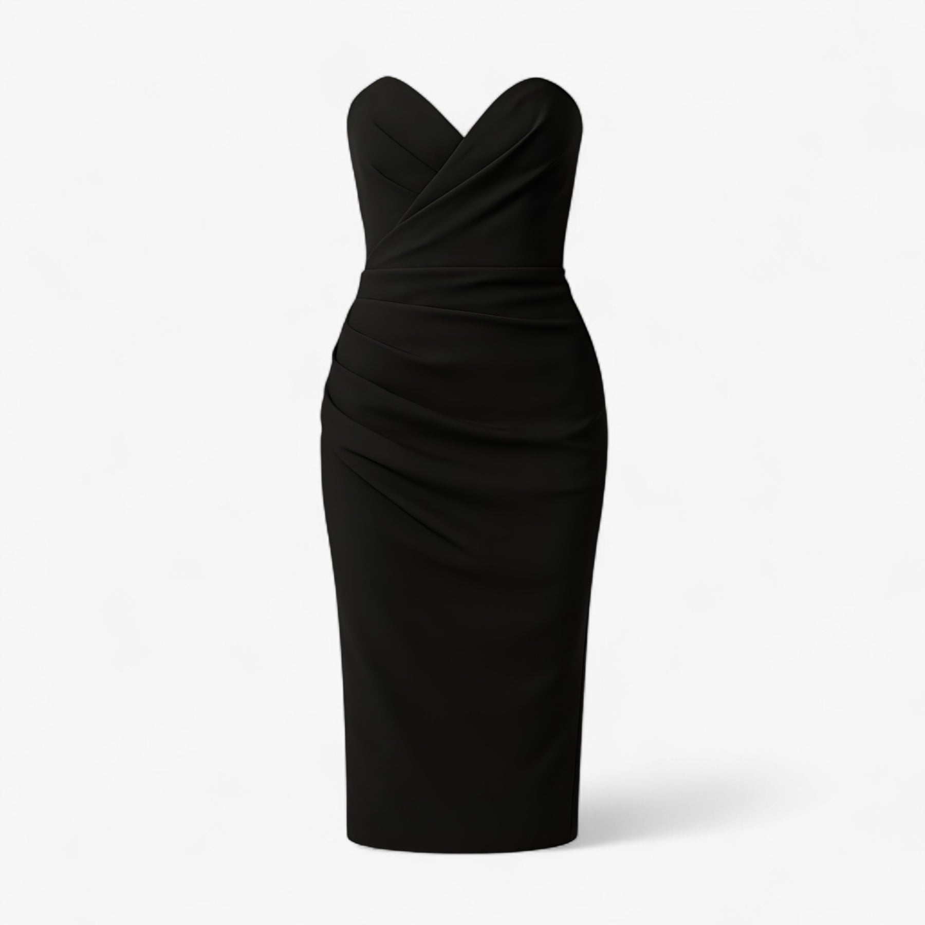 Women's Dress : Emilia | Dames Elegante Midi Jurk met Spleet in Zwart van Pantino