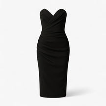 Women's Dress : Emilia | Dames Elegante Midi Jurk met Spleet in Zwart van Pantino
