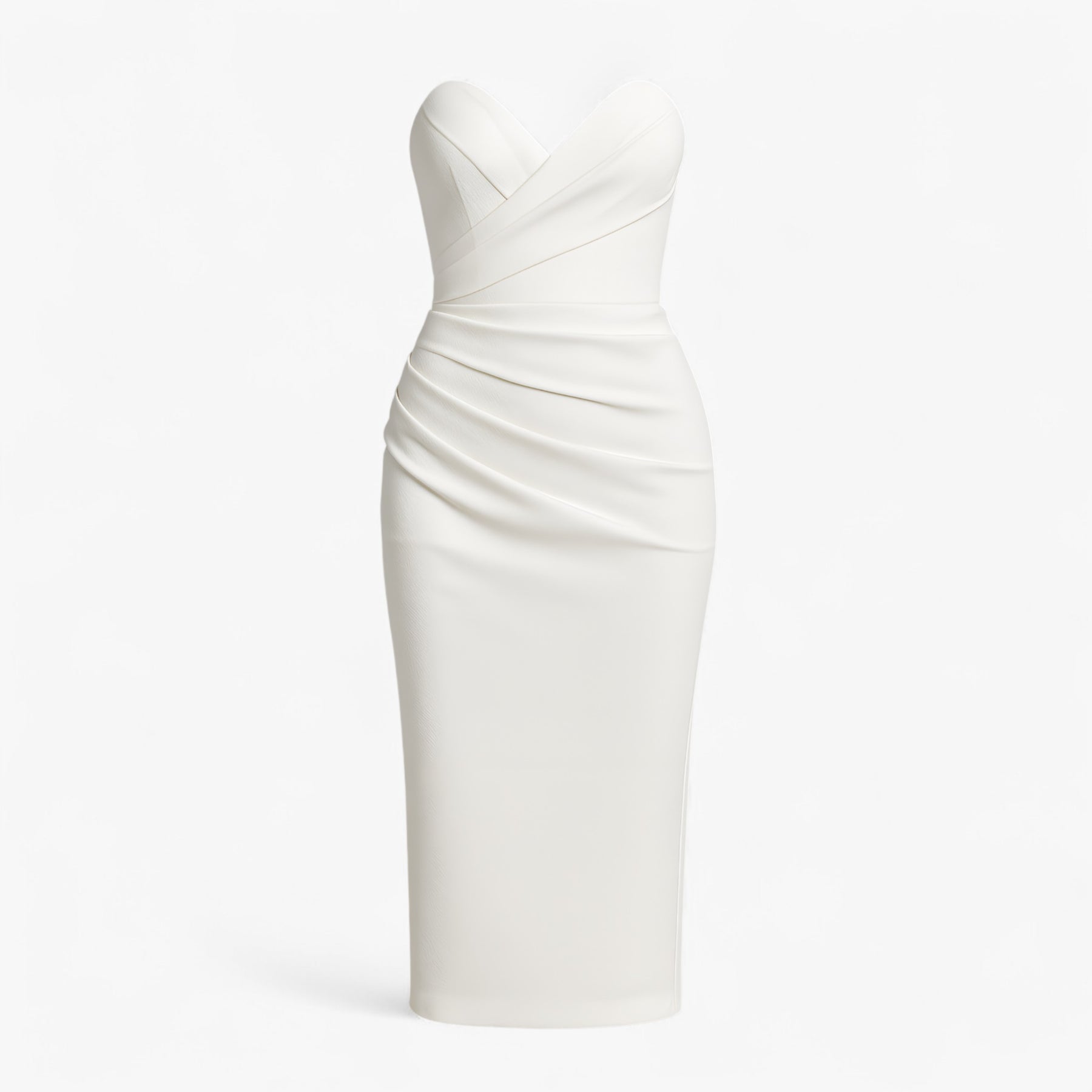 Women's Dress : Emilia | Dames Elegante Midi Jurk met Spleet in Wit van Pantino