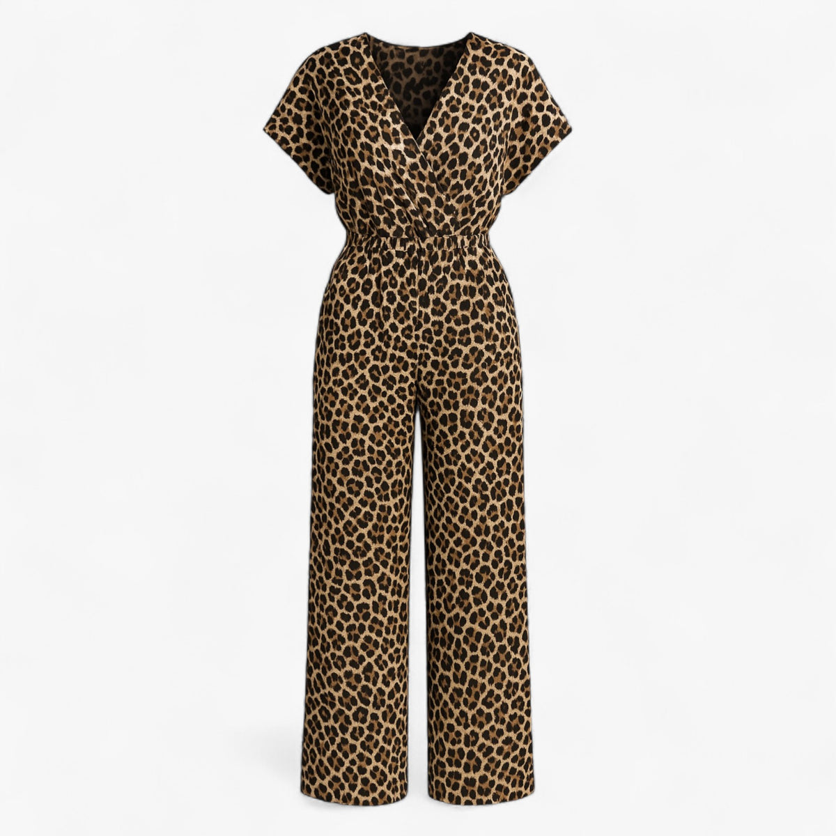 Women's Clothes : Tecla | Dames Elegante Tuta met Panterprint in Bruin van Pantino