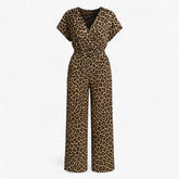 Women's Clothes : Tecla | Dames Elegante Tuta met Panterprint in Bruin van Pantino