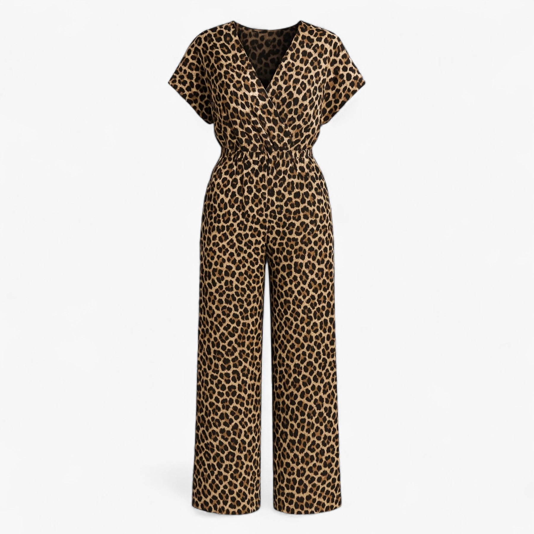 Women's Clothes : Tecla | Dames Elegante Tuta met Panterprint in Bruin van Pantino