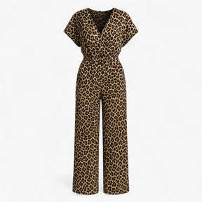 Women's Clothes : Tecla | Dames Elegante Tuta met Panterprint in Bruin van Pantino