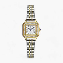 Horloges : Luxueus Vierkant - Dames Horloge Zilver met Strass Accenten in Wit van Pantino