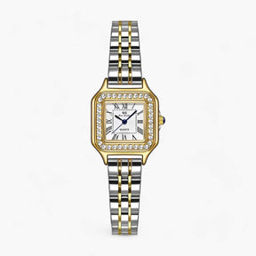 Horloges : Luxueus Vierkant - Dames Horloge Zilver met Strass Accenten in Wit van Pantino