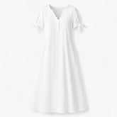 Women's Dress : Brisa | Dames Jurken Zomer V-Hals Elegant in Wit van Pantino