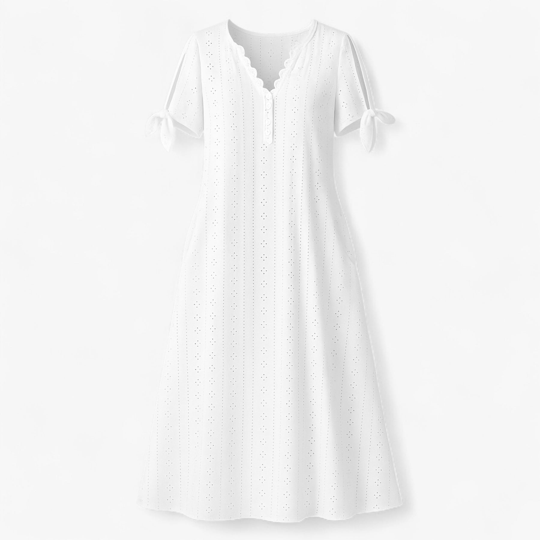 Women's Dress : Brisa | Dames Jurken Zomer V-Hals Elegant in Wit van Pantino