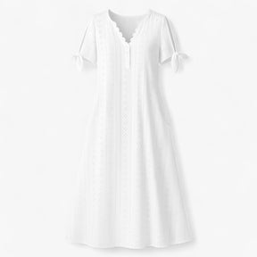 Women's Dress : Brisa | Dames Jurken Zomer V-Hals Elegant in Wit van Pantino