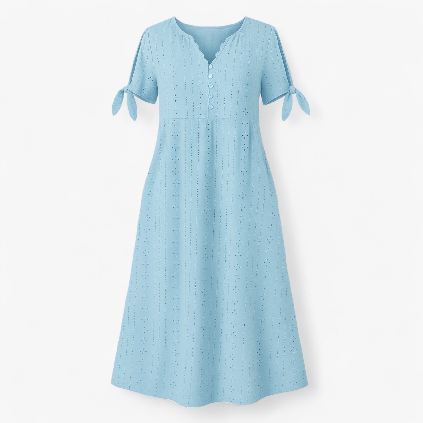 Women's Dress : Brisa | Dames Jurken Zomer V-Hals Elegant in Blauw van Pantino