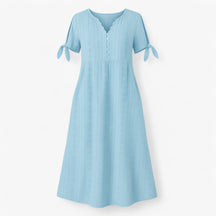 Women's Dress : Brisa | Dames Jurken Zomer V-Hals Elegant in Blauw van Pantino