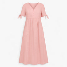 Women's Dress : Brisa | Dames Jurken Zomer V-Hals Elegant in Roze van Pantino