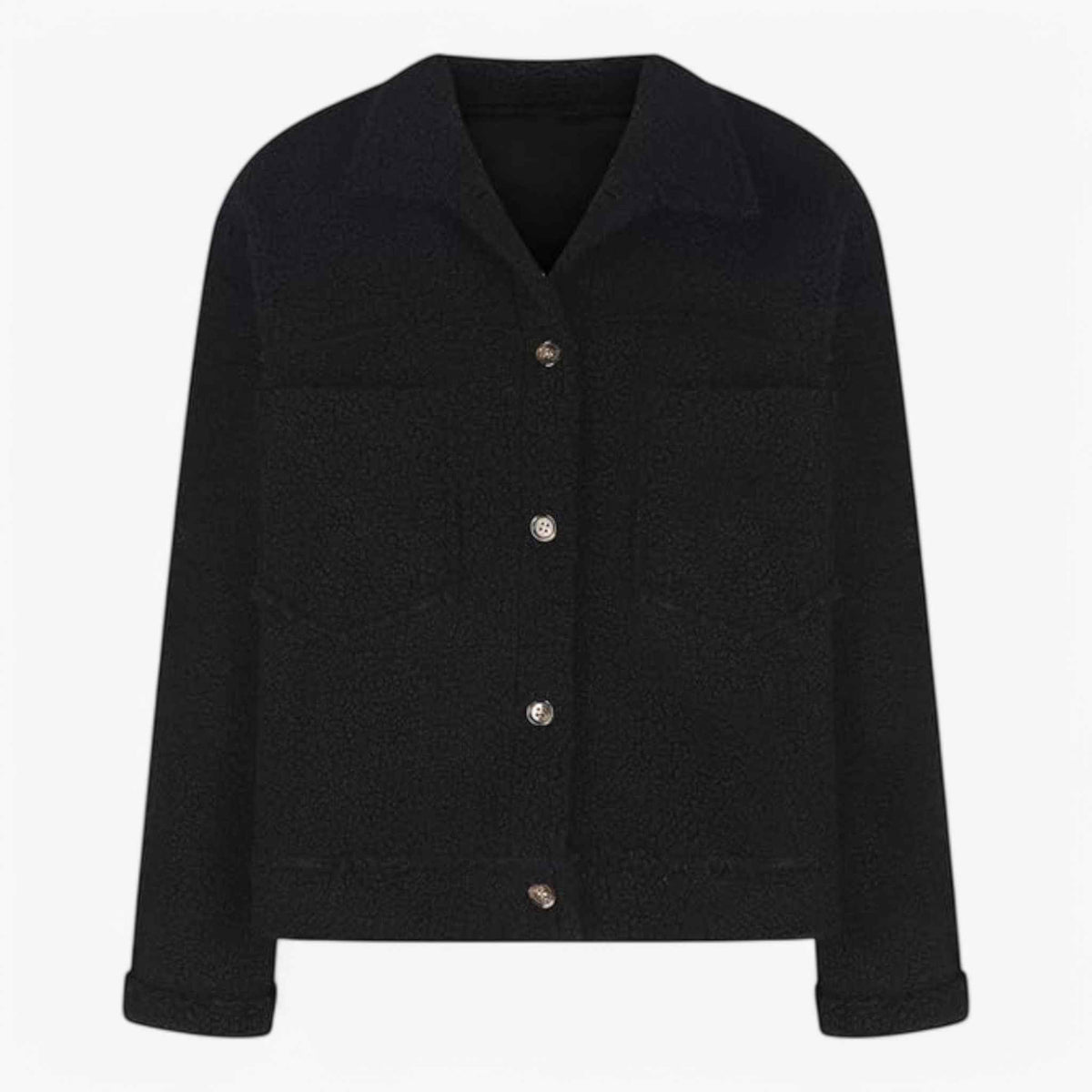 Damesbuitenjassen : Aria | Dames Kwartrits Wollen Jasje voor Koude Dagen in Zwart van Pantino