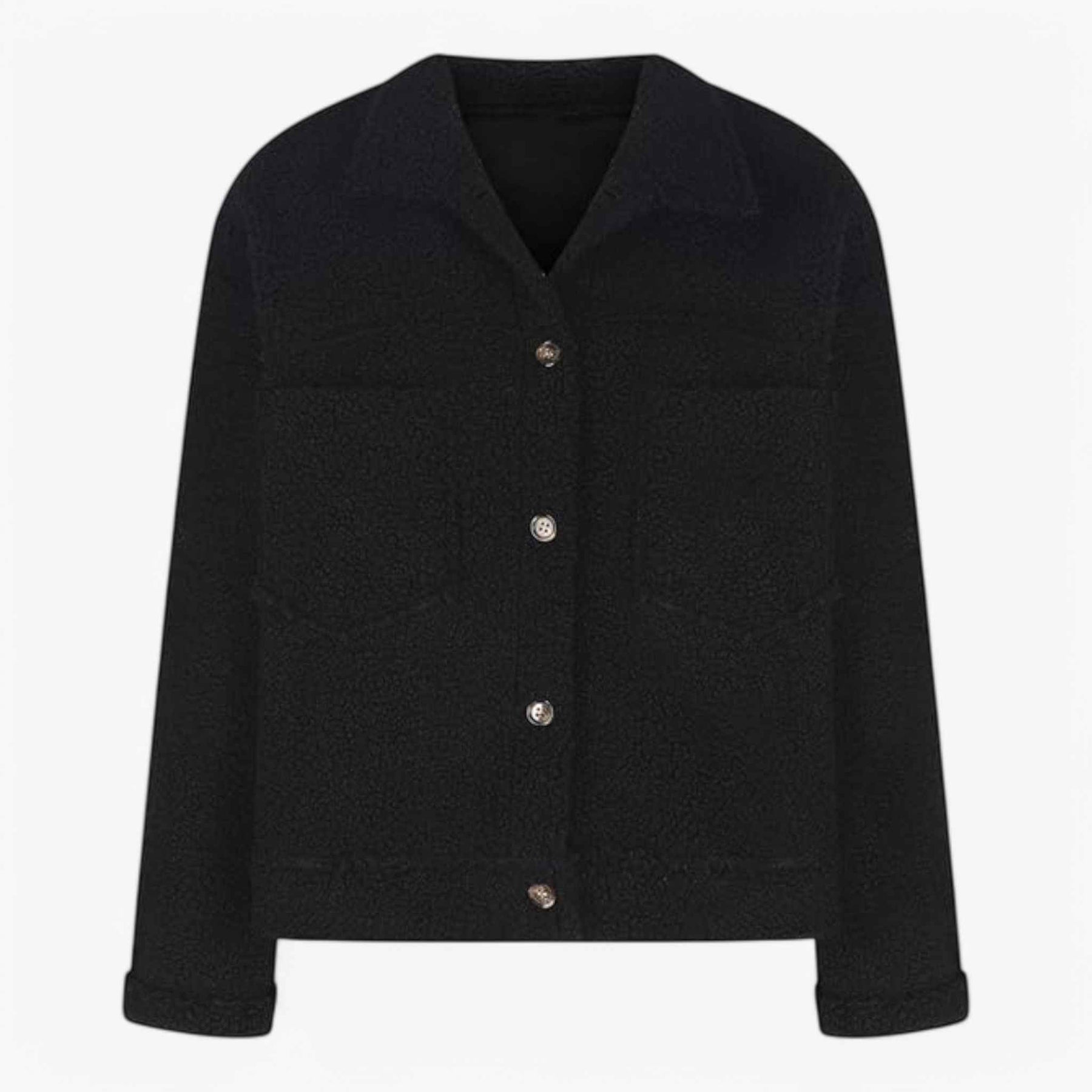 Damesbuitenjassen : Aria | Dames Kwartrits Wollen Jasje voor Koude Dagen in Zwart van Pantino