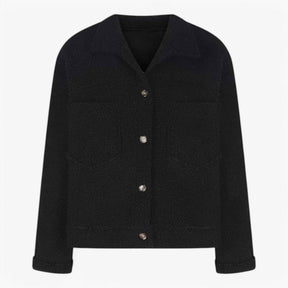 Damesbuitenjassen : Aria | Dames Kwartrits Wollen Jasje voor Koude Dagen in Zwart van Pantino