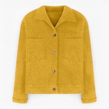 Damesbuitenjassen : Aria | Dames Kwartrits Wollen Jasje voor Koude Dagen in Geel van Pantino