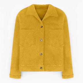 Damesbuitenjassen : Aria | Dames Kwartrits Wollen Jasje voor Koude Dagen in Geel van Pantino