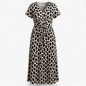 Women's Dress : Almada | Dames Lange Leopardprint Maxi Jurk in Zwart van Pantino