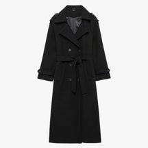Damesjassen & -jacks : Brianna | Dames Lange Winterjas met Riemen in Zwart van Pantino