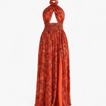 Women's Dress : Cleah | Dames Lange Zomerjurk met Bloemenprint in Bordeaux van Pantino