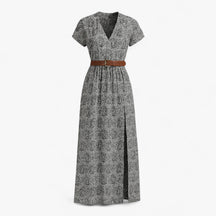 Dress : Nelle | Dames Lange Zomerjurk met Bohémien Stijl in Grijs van Pantino