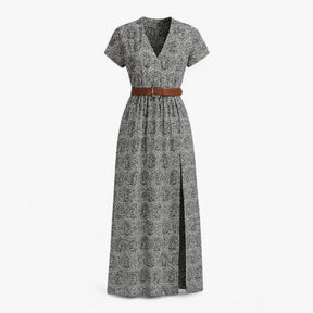Dress : Nelle | Dames Lange Zomerjurk met Bohémien Stijl in Grijs van Pantino