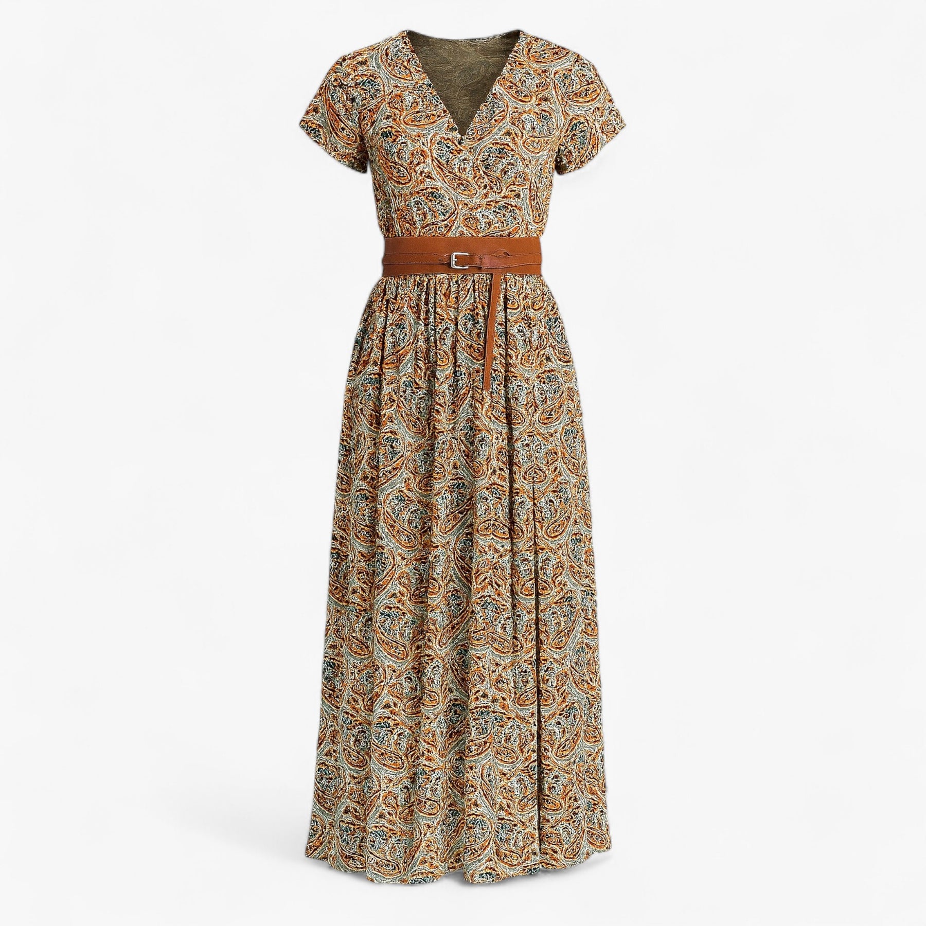 Dress : Nelle | Dames Lange Zomerjurk met Bohémien Stijl in Bruin van Pantino