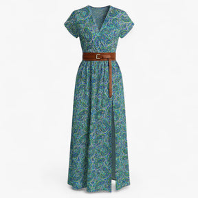 Dress : Nelle | Dames Lange Zomerjurk met Bohémien Stijl in Groen van Pantino