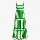 Women's Dress : Alma | Dames Lichte Zomerjurk met Spaghettibandjes in Groen van Pantino