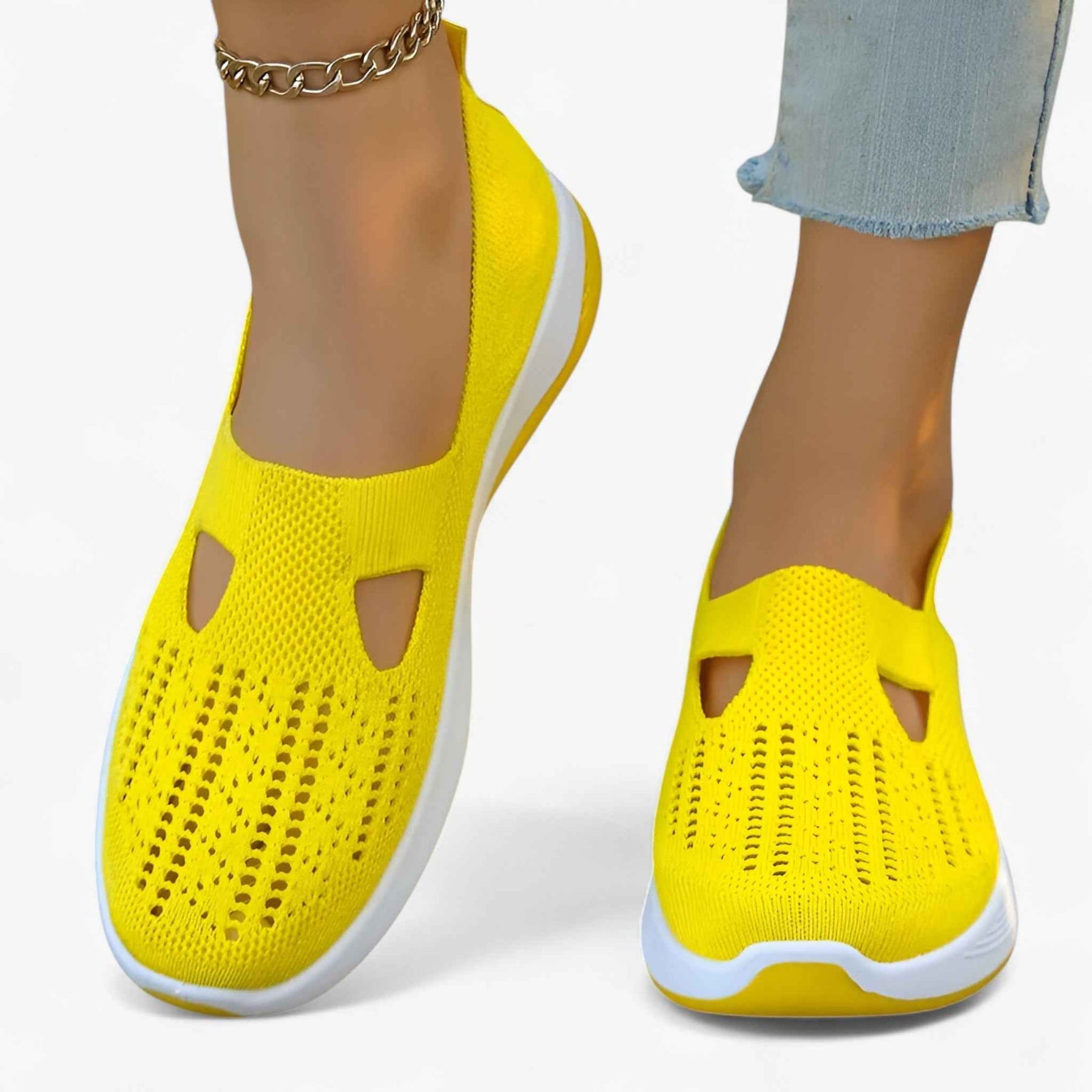 Dames Instap Schoenen : Clare | Zachte schoenen – Lichtgewicht en Schokabsorberend in Geel van Pantino