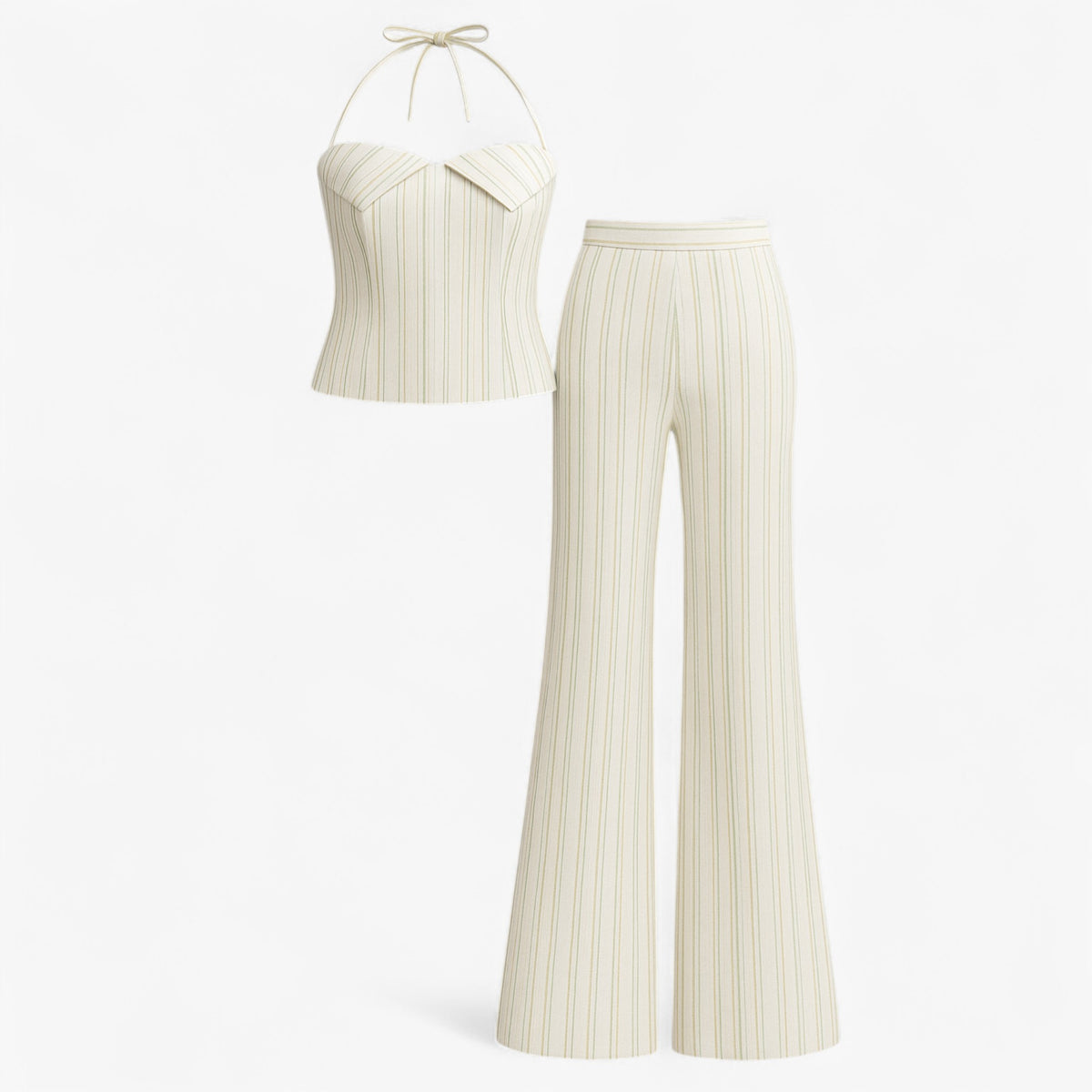 Women Set : Camila | Dames Lichtgewicht Zomer Set met Top en Broek in Wit van Pantino