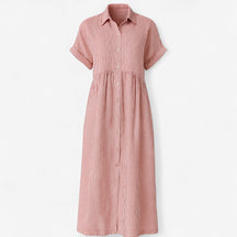 Women's Dress : Corrine | Dames Midi Jurk met Strepen en Zakken in Rood van Pantino