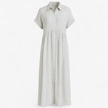 Women's Dress : Corrine | Dames Midi Jurk met Strepen en Zakken in Wit van Pantino