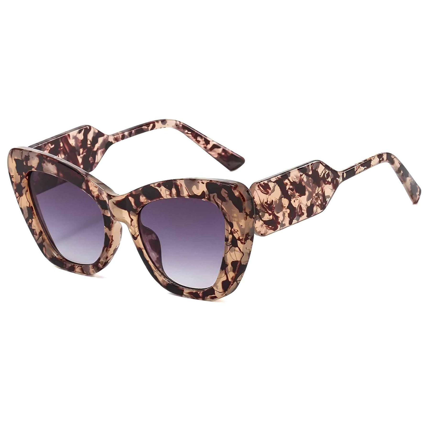 Zonnebrillen : Dames Oversized Cat Eye Zonnebril met UV400 Bescherming - Bloemen Grijs in bloemen grijs volgens afbeelding van Pantino