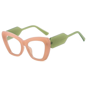 Zonnebrillen : Dames Oversized Cat Eye Zonnebril met UV400 Bescherming - Bloemen Grijs in roze volgens afbeelding van Pantino