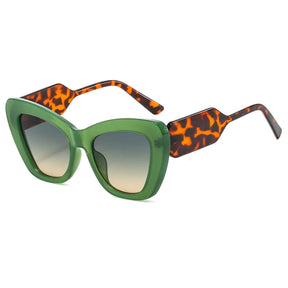 Zonnebrillen : Dames Oversized Cat Eye Zonnebril met UV400 Bescherming - Bloemen Grijs in groen groen geel volgens afbeelding van Pantino