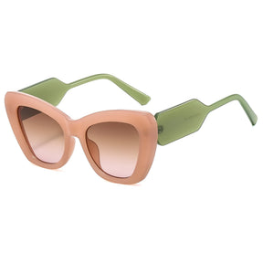Zonnebrillen : Dames Oversized Cat Eye Zonnebril met UV400 Bescherming - Bloemen Grijs in groen roze volgens afbeelding van Pantino