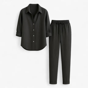 Women Set : Beth | Dames Set van Blouse en Broek in Donkergrijs van Pantino