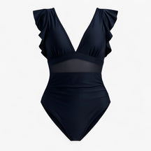 Women's Outfit : Melody | Dames Sexy Badpak met Netdetails in Donkerblauw van Pantino