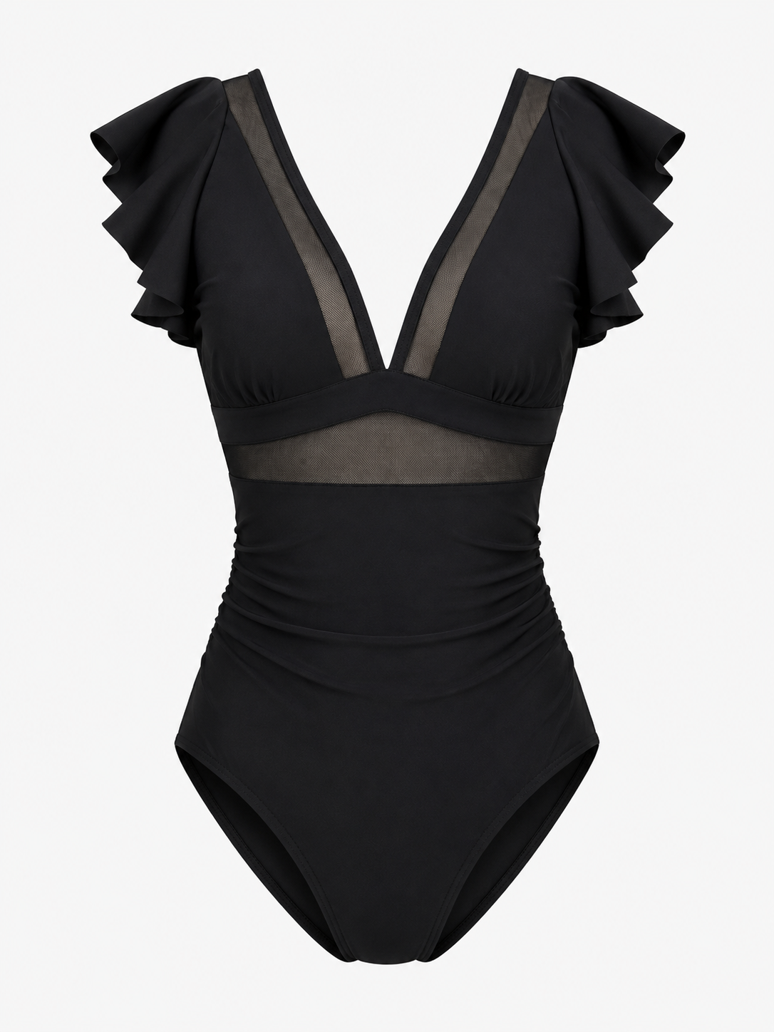 Sexet badedragt til kvinder med mesh-detaljer - Sort
