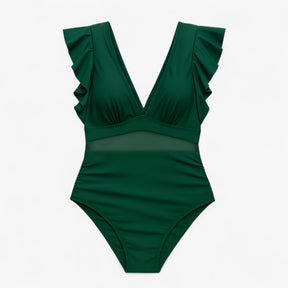 Women's Outfit : Melody | Dames Sexy Badpak met Netdetails in Groen van Pantino